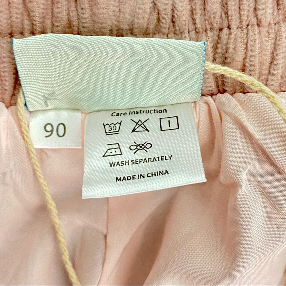 Xizi Kids NWT Soft Pale Pink Lined Corduroy Pants with Pom-pom Ties - Picture 5 of 15